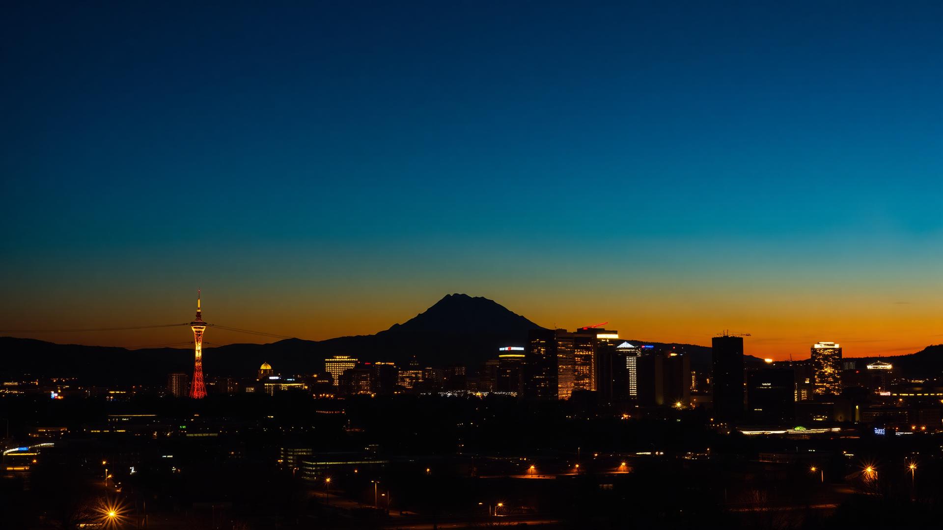 Portland Oregon skyline glowing at dusk